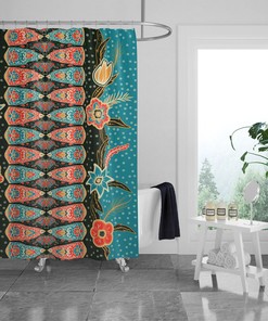 Southwest Turquoise Boho Shower Curtain with Optional Towels and Mat for Unique Bathroom Decor