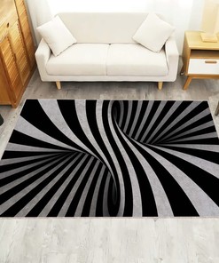 Spiral Black-White Optical Illusion Rug - Perfect Modern Housewarming Living-Room Decoration for Bedrooms