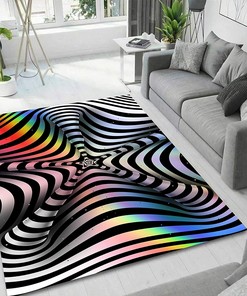 Spiral Vortex Rug - Black and White Custom Area Rug for Living Room or Bedroom