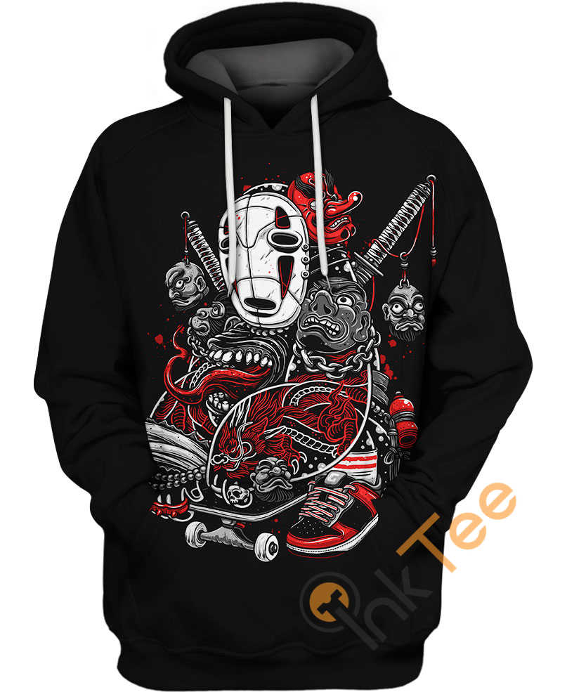 Spirited Away Kaonashi With Symbols All Over Print 3D Hoodie