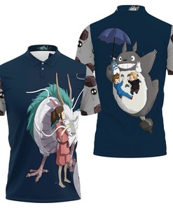 Spirited Away Studio Ghibli Fan Polo Shirt with Chihiro Kiss Haku Cute Scene Design