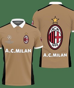 Sport a Classic Look in Brown: 3D Printed Ac Milan Lph-Ht Polo Shirt Ver 1 with Personalized Design