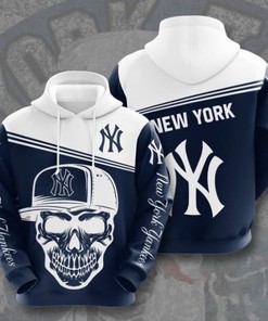 Sports Baseball Mlb New York Yankees Usa Skull All Over Print Hoodie