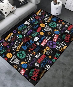 Sporty Basketball Court Rug for Boys' Room, Teen Room, and Living Room Decor