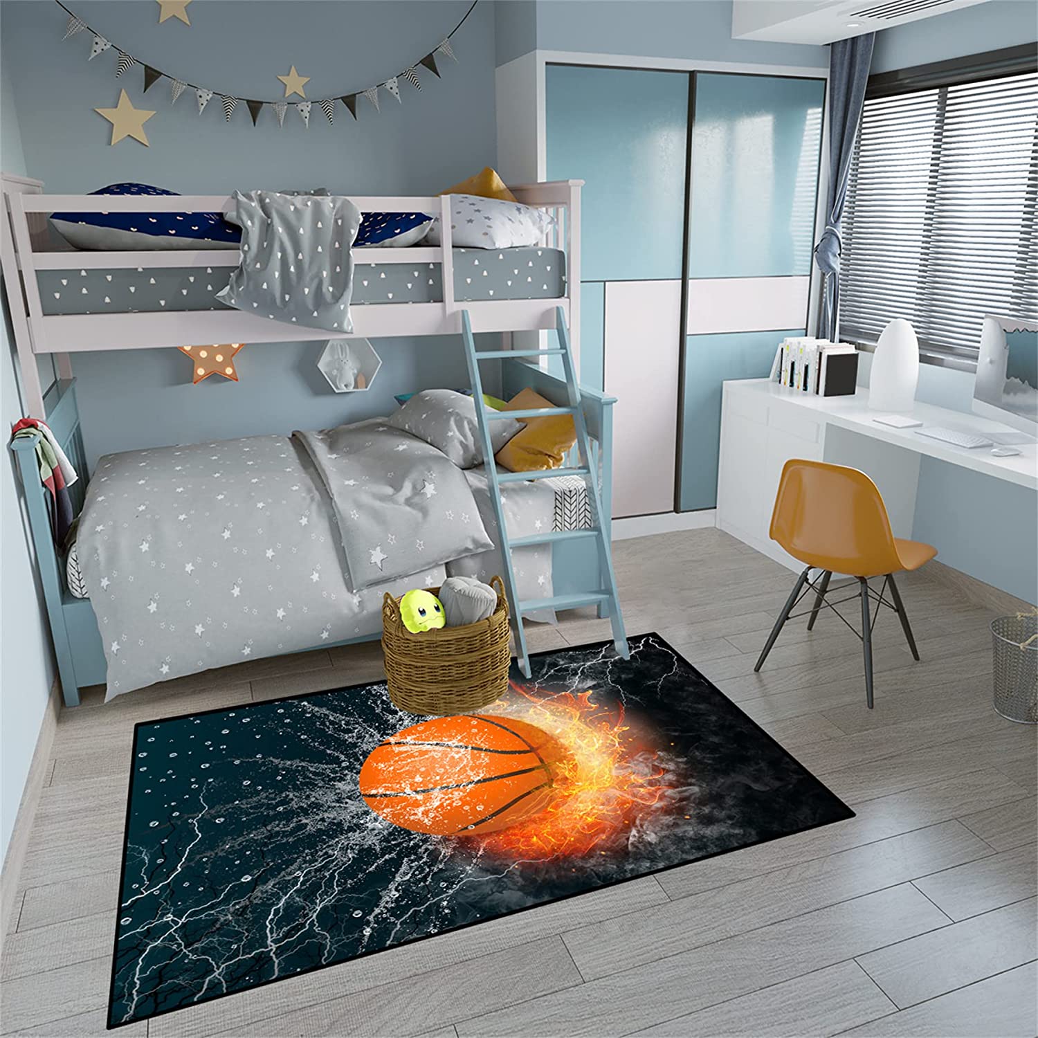 Sporty Black Basketball Rug - Durable Carpet for Boys Bedroom and Playroom - Image 4