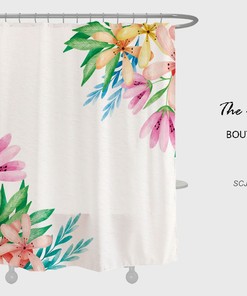 Spring Flowers Shower Curtain, Customizable Size, Plant Floral Bathroom Decor