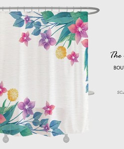 Spring Flowers Shower Curtain, Customizable Size, Plant Floral Bathroom Decor