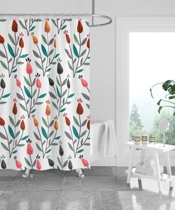 Spring Tulips Shower Curtain Set with Optional Towels and Mat