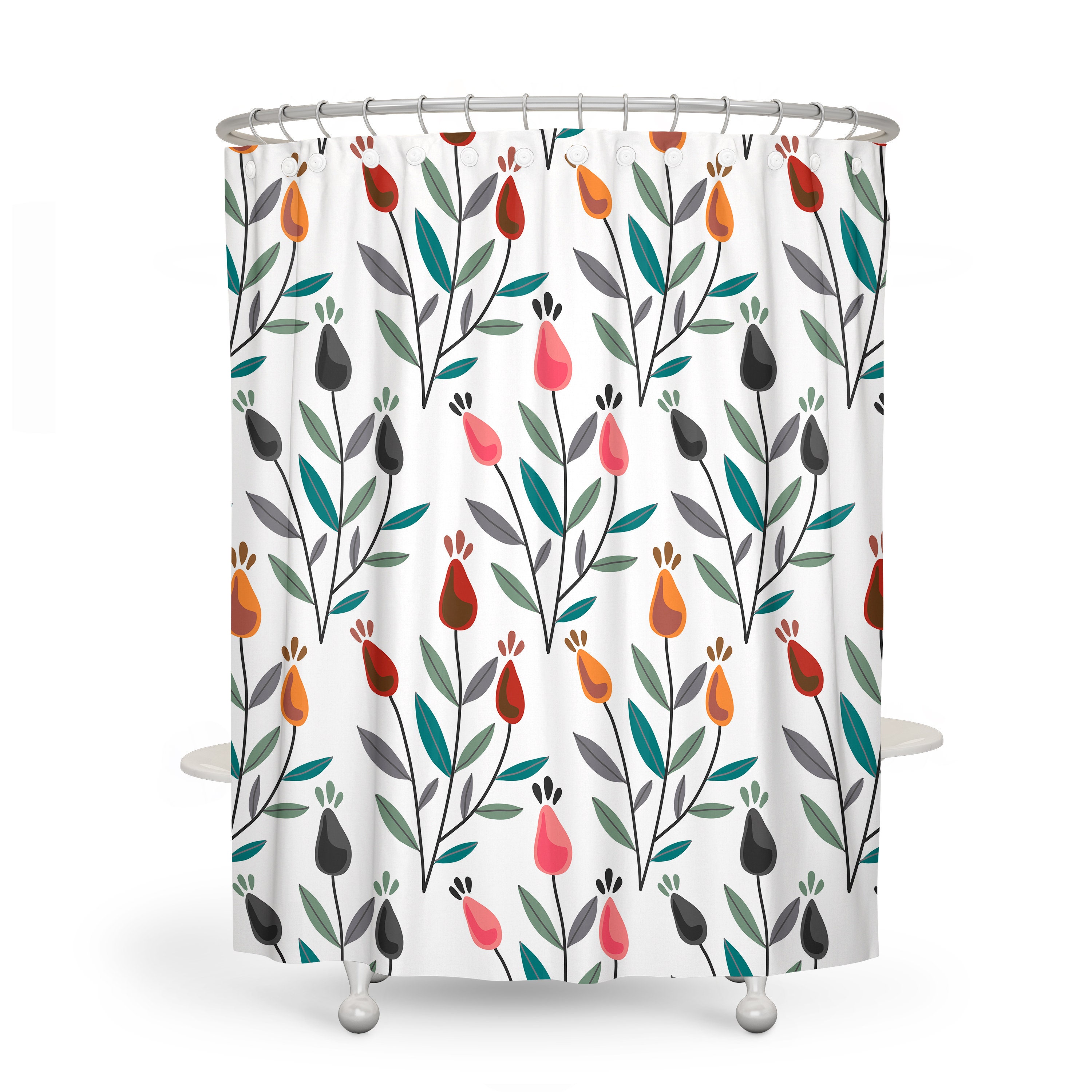 Spring Tulips Shower Curtain Set with Optional Towels and Mat - Image 2