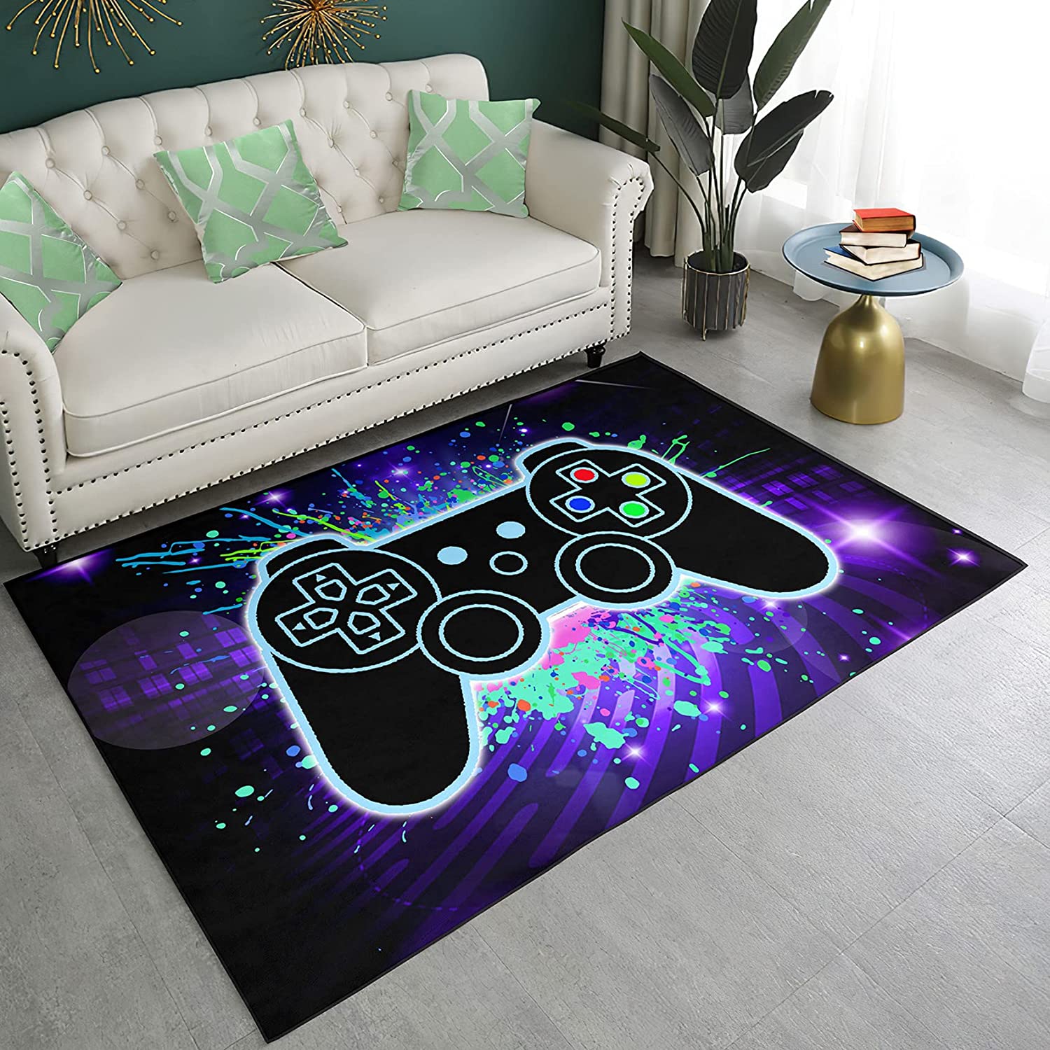 Square Gamepad Design Gaming Carpet for Boys Room