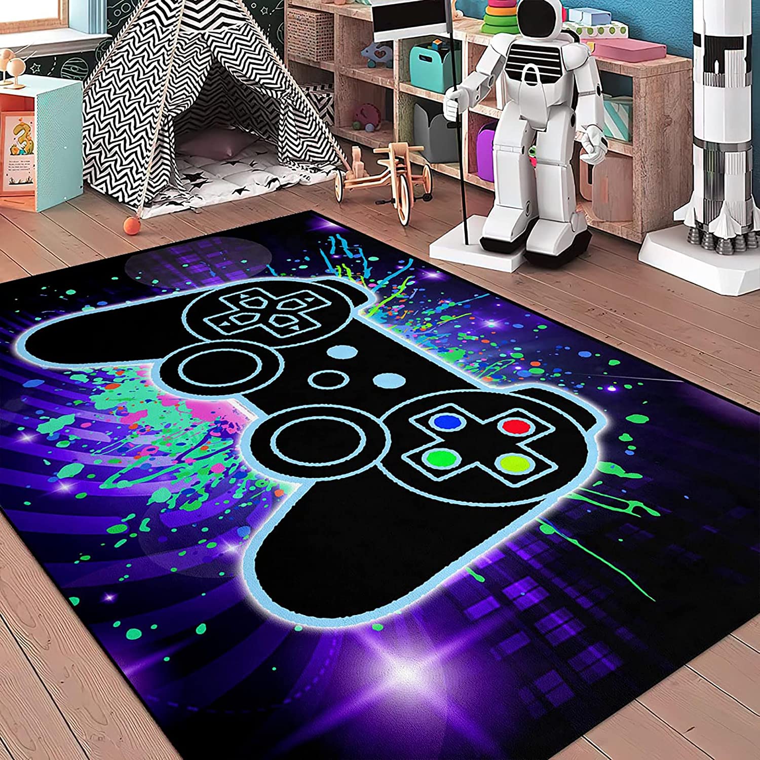 Square Gamepad Design Gaming Carpet for Boys Room - Image 4