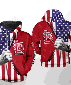 St. Louis Cardinals All Over Print US Flag 3D Hoodie Zipper
