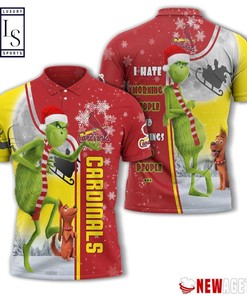 St Louis Cardinals Grinch Steals Christmas with 3D Polo Shirts for Men