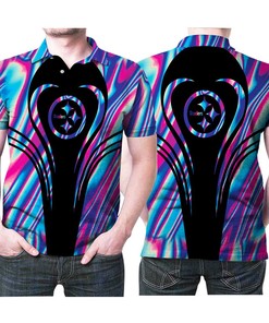 Stand Out In This Beautiful Holographic Color Art Style Pittsburgh Steelers 3D All Over Print Polo Shirt