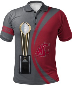 Stand Out in Style with the NCAA Washington State Cougars Red and Grey Champions Polo Shirt with Breathable Fabric