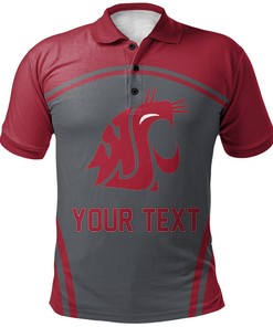 Stand Out in Style with the NCAA Washington State Cougars Red and Grey Curve Style Polo Shirt