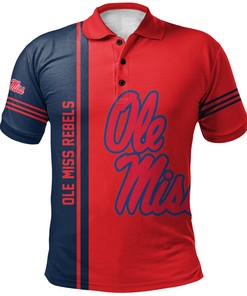 Stand Out in a Crowd with the NCAA Ole Miss Rebels Red and Blue Polo Shirt with Personalized Text and Numbers