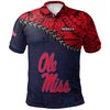 Stand Out with the NCAA Ole Miss Rebels Red and Blue Grunge Polynesian Polo Shirt with Breathable Fabric