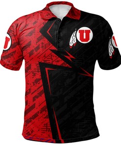 Stand Out with the NCAA Utah Utes Red and Black Lightning Polo Shirt with Custom Text and Number