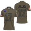Stand out in a crowd with a Camo Salute to Service Custom Polo Shirt featuring Josh Allen #17.