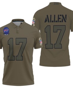 Stand out in a crowd with a Camo Salute to Service Custom Polo Shirt featuring Josh Allen #17.