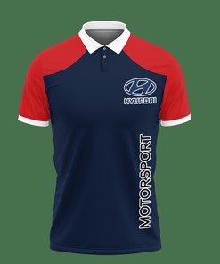 Stand out in the crowd with this Dark Blue HYUNDAI N TCR TNT-HT Polo Shirt Ver 1, made of Breathable Fabric