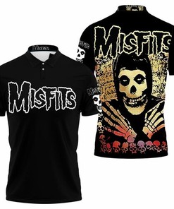 Stand out in the crowd with this Misfits punk rock band skull skeleton 3D all over print polo shirt.