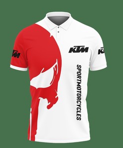 Stand out in the crowd with this Red 3D Printed Ktm Racing Nct-Va Polo Shirt