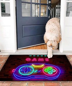 Standing Throw Doormats and Yoga Runner Mats for Teens' Gaming Area in Black with Controller Design