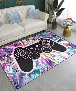 Starry Sky Galaxy Printed Floor Mat - Gamer Carpet Decor for Boys Teen's Large Game Room