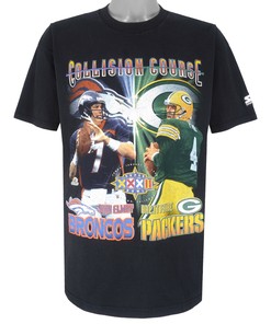 Starter Broncos John Elway Vs Packers Brett Favre Collision Course T-Shirt 1998 Vintage Sport Sweatshirt Hoodie