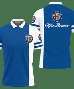 Stay Cool in Blue: 3D Printed Alfa Romeo Nct-Va Polo Shirt Ver 2 with Breathable Fabric Design