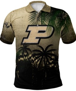 Stay Cool in Warm Weather with the NCAA Purdue Boilermakers Coconut Tree Tropical Polo Shirt with Breathable Fabric