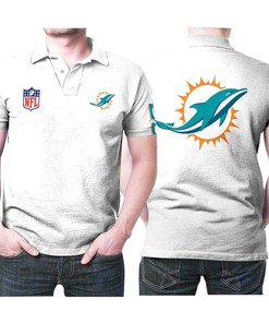 Stay Cool with this Miami Dolphins Logo on Chest 3D Designed Polo Shirt in All Over Print