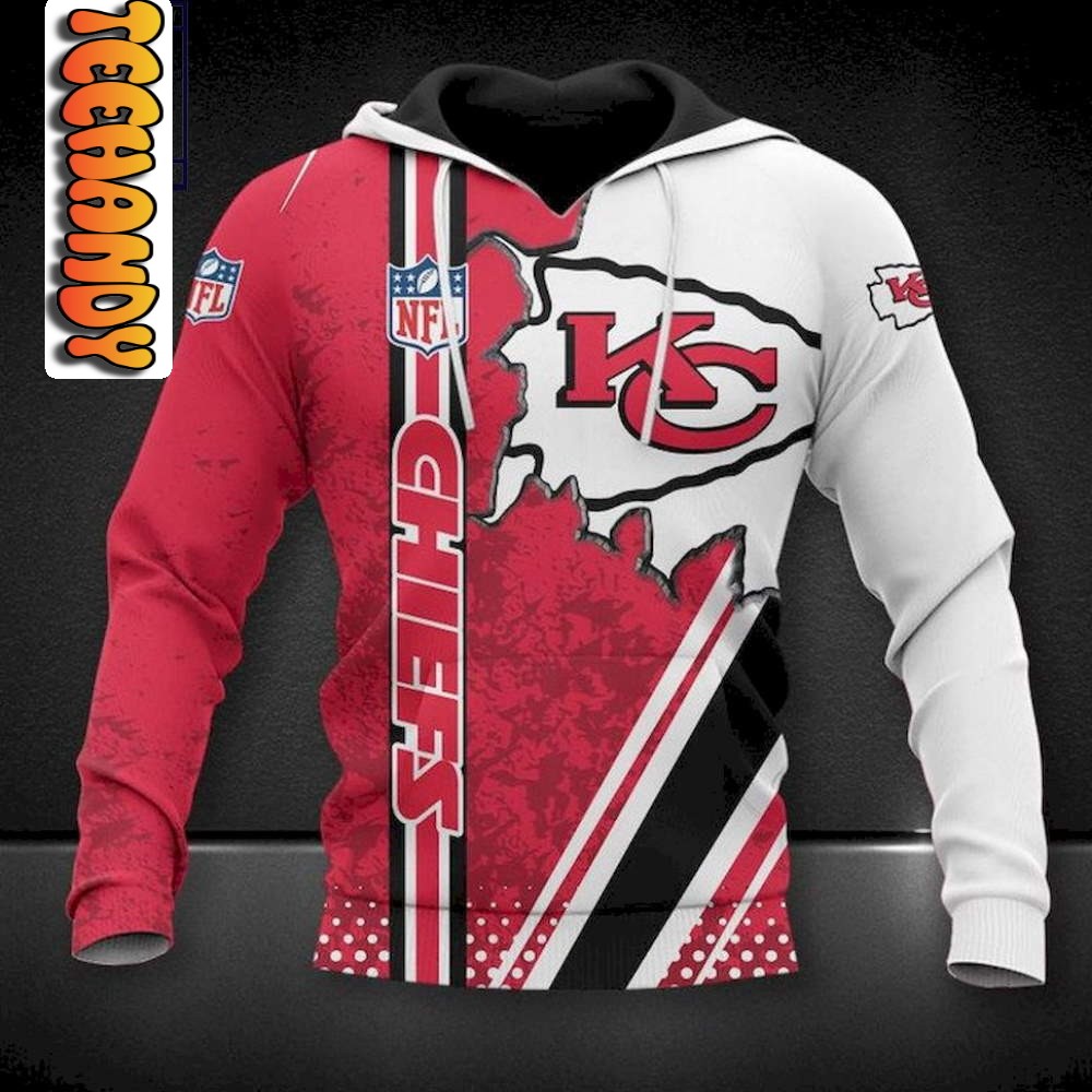 Stay Cozy While Supporting Your Team with Kansas City Chiefs 3D Football NFL Hoodie
