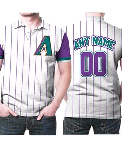 Stay Fashionable with Any Name Arizona Diamondbacks 00 Purple Stripe Jersey Polo Shirt in 3D