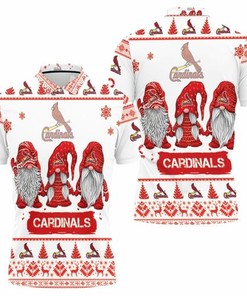 Stay Festive All Season Long with St. Louis Cardinals Christmas Gnomes on a 3D Polo Shirt with All-Over Print
