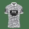Stay comfortable all day long in this Grey 3D Printed Jeep Wrangler Nct-Lt Polo Shirt Ver 1, made of Breathable Fabric