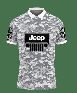Stay comfortable all day long in this Grey 3D Printed Jeep Wrangler Nct-Lt Polo Shirt Ver 1, made of Breathable Fabric