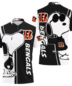 Stay comfortable and stylish with our Cincinnati Bengals Snoopy Lover 3D printed polo shirt, featuring a unique