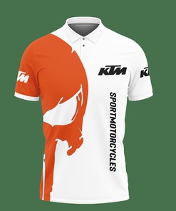 Stay cool and comfortable in this Orange 3D Printed Ktm Racing Nct-Va Polo Shirt Ver 2 made of Breathable Fabric