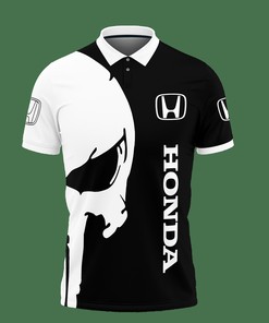 Stay cool and stylish in our black Honda Lph-Ht 3D printed polo shirt