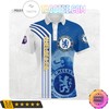 Stay stylish and comfortable in the classic Chelsea FC Blue White Polo Shirt V4, featuring the iconic team logo