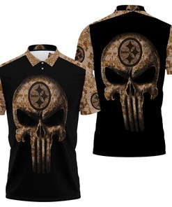 Steel City in the Camouflage Skull Pittsburgh Steelers American Flag 3D Jersey Polo Shirt