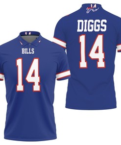 Stefon Diggs #14 Buffalo Bills 2020 NFL Blue Jersey Inspired Style 3D All Over Print Polo Shirt