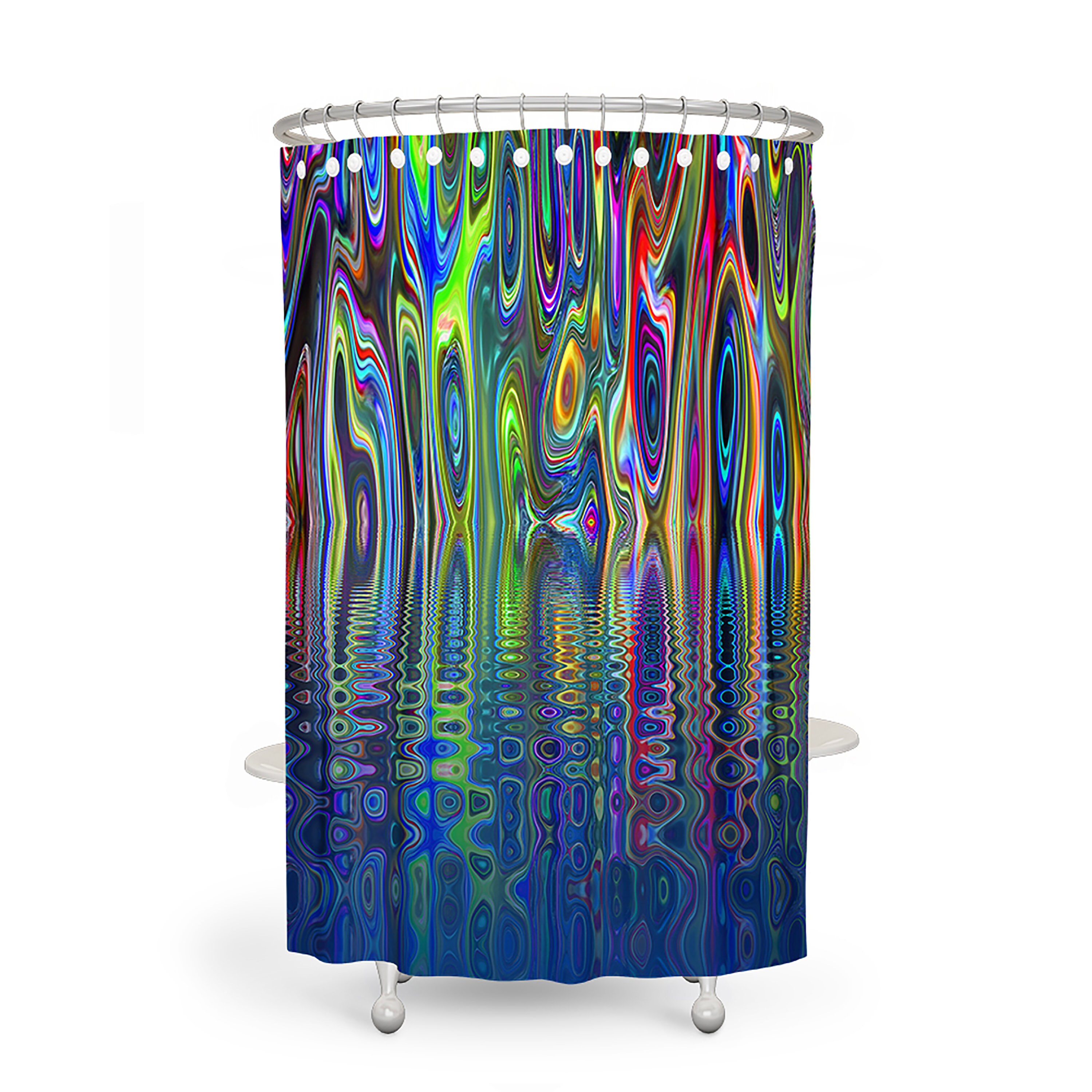 Stormy Boho Abstract Shower Curtain Bathroom Set with Optional Bath Mat and Towels - Image 3