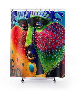 Street Art Shower Curtain, Original Artwork for Bathroom, Colorful Bath Decor