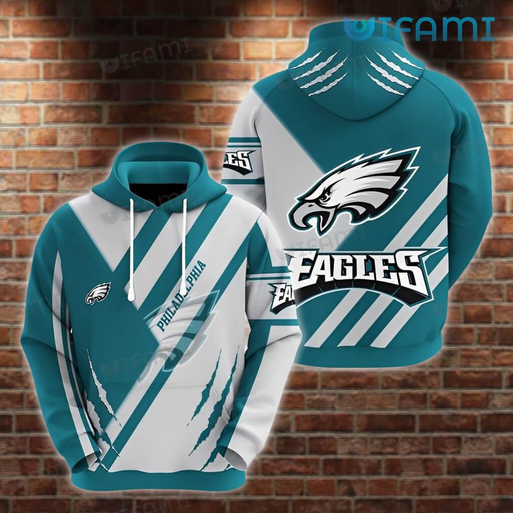 Stripe Pattern Blue White Logo Philadelphia Eagles 3D Hoodie with Custom Design