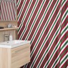 Striped Christmas Shower Curtain, Retro Bathroom Decor, Festive Tub Accessory