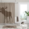 Striped Moose Shower Curtain with Rustic Bath Accessories